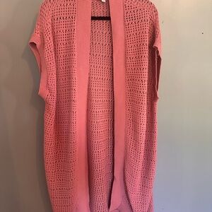 LOFT Dusty Rose Open-Knit Cardigan